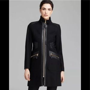 Foxy fitted VIA SPIGA Coat with FAUX LEATHER trim